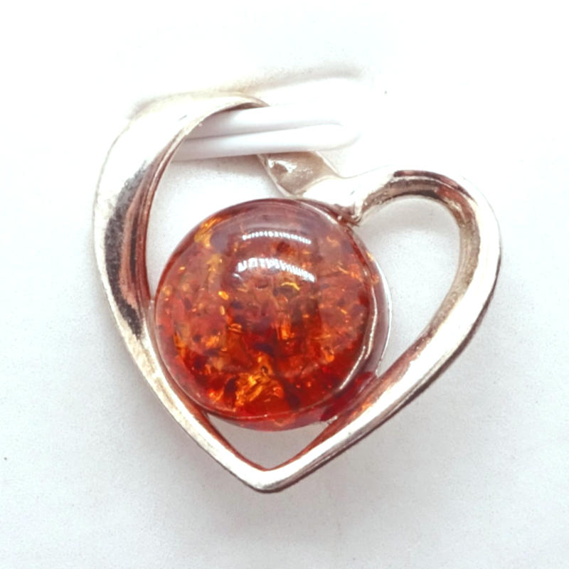 Ambre Cœur argent 925
